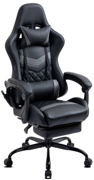 Delman Sedia da gioco Sedia da ufficio Sedia da gioco Sedia da ufficio Funzione massaggio con 6 punti di vibrazione Poggiapiedi Base in metallo Sedia ergonomica 37GY