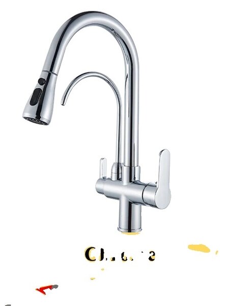 Rubinetto da cucina, acqua depurata, doppia maniglia, cromo A