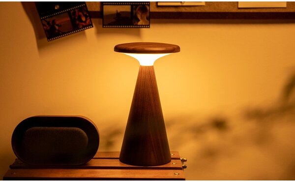 Lampada da tavolo LED colore naturale scuro con paralume in legno (altezza totale 21 cm) Sylva – Gingko