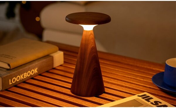 Lampada da tavolo LED colore naturale scuro con paralume in legno (altezza totale 21 cm) Sylva – Gingko