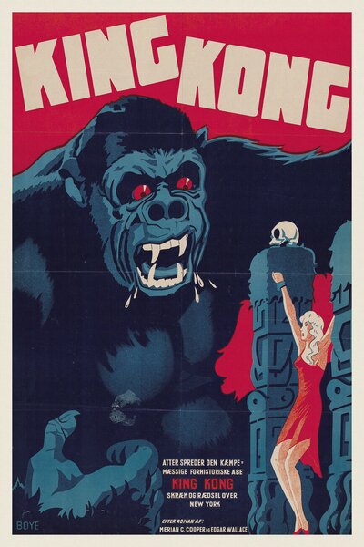 Riproduzione King Kong Vintage Cinema Retro Movie Theatre Poster Horror Sci-Fi, (26.7 x 40 cm)
