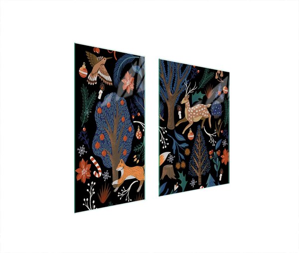 Piastre copriforno 2 pezzi 75x52 Vetroceramica copriforno tagliere vetro vacanze animali