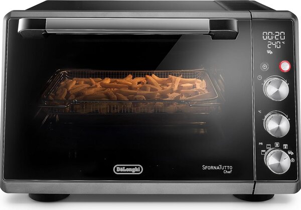 De Longhi Forno Elettrico Ventilato Fornetto con Grill Capacit 34 Litri Potenza 2000 Watt Timer Funzione Friggitrice ad Aria colore Nero e Argento