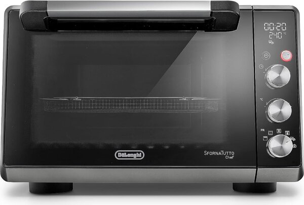De Longhi Forno Elettrico Ventilato Fornetto con Grill Capacit 34 Litri Potenza 2000 Watt Timer Funzione Friggitrice ad Aria colore Nero e Argento