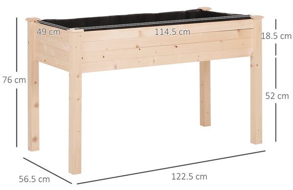 Outsunny Orto Urbano Pensile Tavolo Porta Piante con Fodera in Tessuto per Giardino 122.5x56.5x76cm legno|Aosom