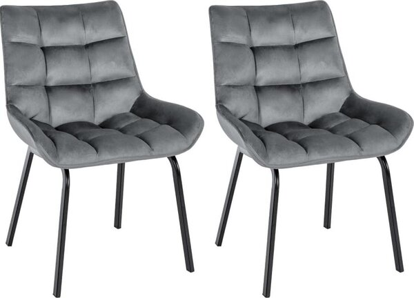 Set di 2 sedie per sala da pranzo - sedie da cucina - altezza seduta confortevole, struttura in metallo | colore: grigio scuro. Materiale: morbido