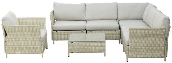 Outsunny Salotto da Giardino 7 Pezzi Modulabile in Rattan PE con Cuscini, Beige|Aosom