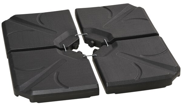 Outsunny Base per Ombrellone in HDPE da 4 Pezzi, Riempibili con Acqua e Sabbia max 18kg, 103x103x8.3 cm, Nero|Aosom