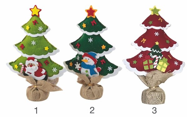 Albero di Natale decorativo in feltro h.37,5 cm da tavolo XMas