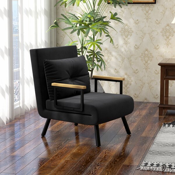 HOMCOM Poltrona Letto 3 in 1 con Schienale Reclinabile in 5 Posizioni e Cuscino, Divano letto con seduta imbottita, 63x73x81 cm, Nero | Aosom Italy