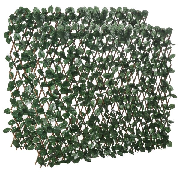 Outsunny Siepe Artificiale a 2 Sezioni da 356 Foglie di Edera, in Poliestere e Rattan, 200x100 cm, Verde e Marrone