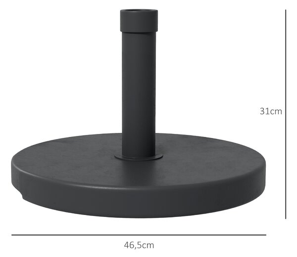 Outsunny Base per Ombrellone da 15kg Rotonda per Pali da Ø24-38mm, Plastica e Cemento, Ø46.5 cm, Nero