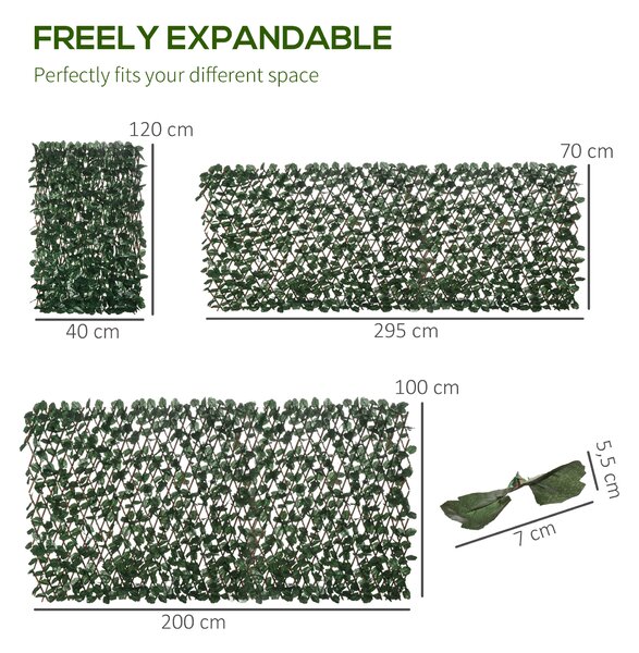 Outsunny Siepe Artificiale a 2 Sezioni da 356 Foglie di Edera, in Poliestere e Rattan, 200x100 cm, Verde e Marrone