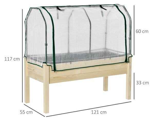 Outsunny Letto per Orto in Cassetta con Serra da Giardino, Portapiante da Esterno in Legno e PE per Fiori e Verdure Serre Agricole Prezzi|Aosom