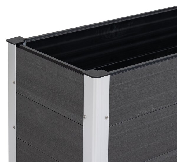 Outsunny Fioriera Vaso per Piante e Colture in Legno e Plastica, Grigio, 100x50x50cm Grigio 100x50x50cm