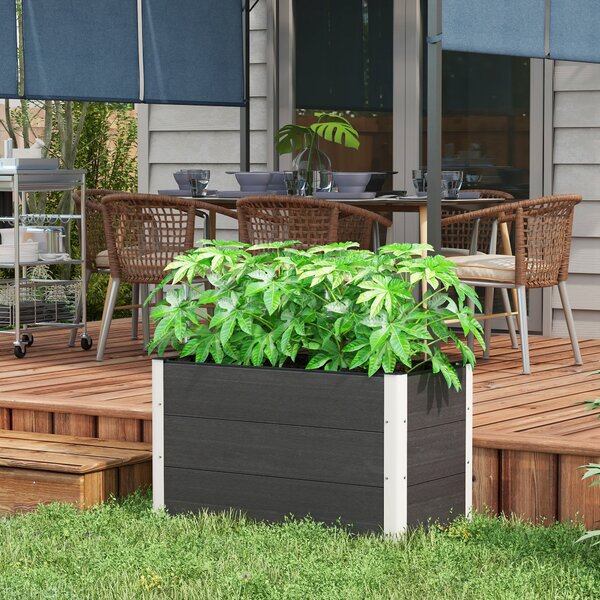 Outsunny Fioriera Vaso per Piante e Colture in Legno e Plastica, Grigio, 100x50x50cm Grigio 100x50x50cm