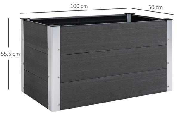 Outsunny Fioriera Vaso per Piante e Colture in Legno e Plastica, Grigio, 100x50x50cm Grigio 100x50x50cm