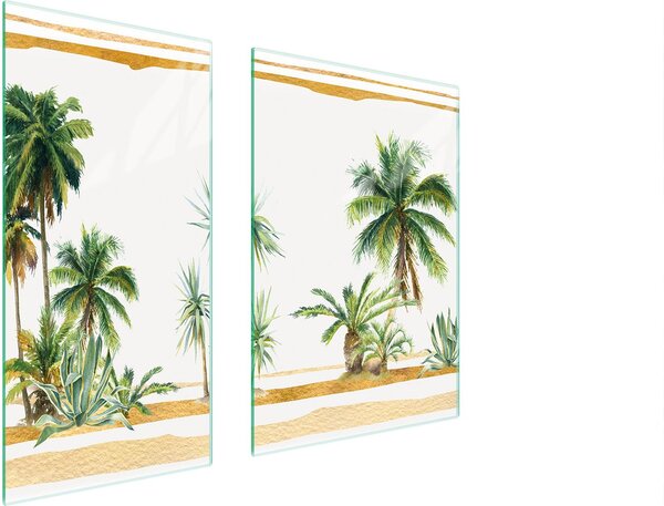 Piastre copri fornello 2 pezzi 75x52 Vetroceramica copri piano cottura vetro tagliere palme da spiaggia