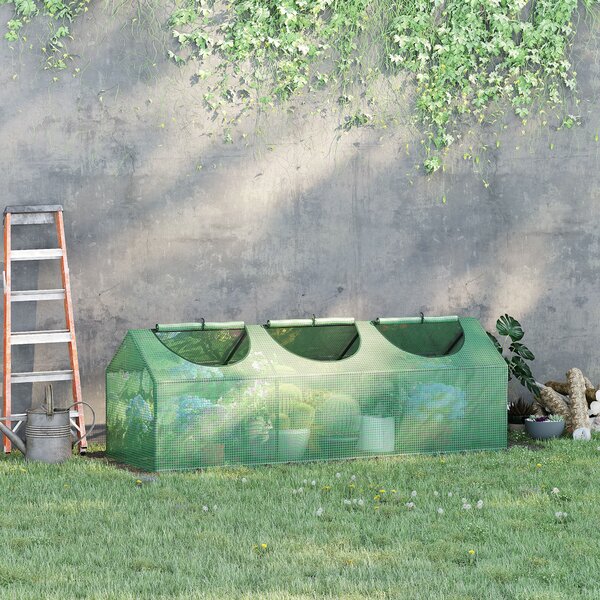 Outsunny Mini Serra con 3 Finestre Avvolgibili e Copertura PE Anti-UV da Giardino per Orto, 180x60x60cm, Verde | Aosom Italy