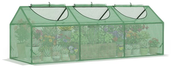 Outsunny Mini Serra con 3 Finestre Avvolgibili e Copertura PE Anti-UV da Giardino per Orto, 180x60x60cm, Verde | Aosom Italy