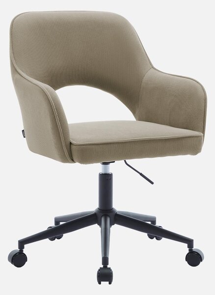 Sedia da ufficio in velluto a coste con rotelle, Beige