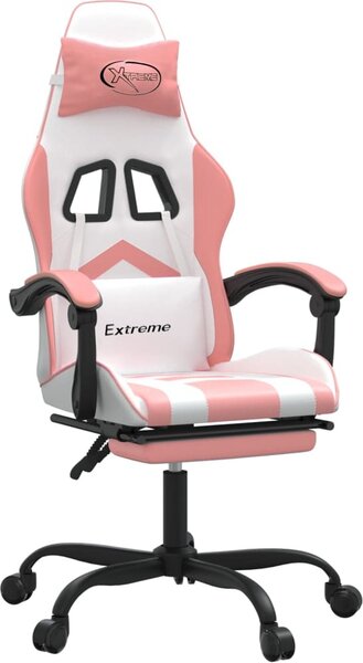 VidaXL Sedia da gioco con poggiapiedi in ecopelle bianca e rosa