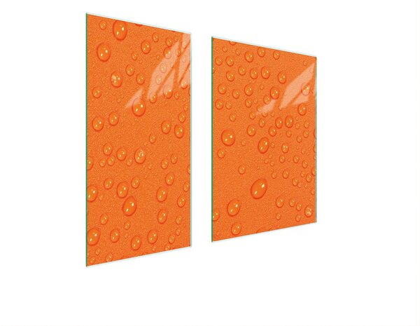 Piastre copri fornelli 2 pezzi 75x52 Copri piano cottura in Vetroceramica tagliere in vetro gocce arancione