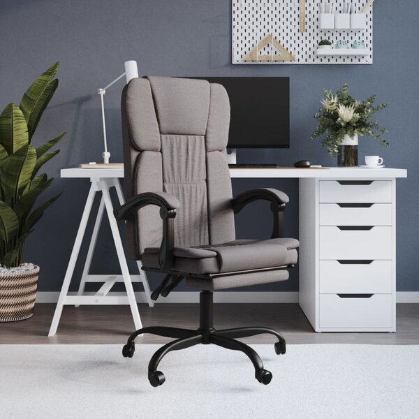 The Living Store Sedia da ufficio con funzione reclinabile Tessuto Taupe