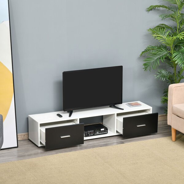 HOMCOM Mobile TV Moderno per Televisori fino a 60" con 2 Cassetti, 140x30x32cm, Bianco e Nero