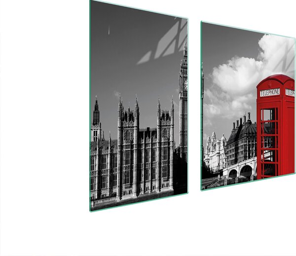 Piastre copriforno 2 pezzi 100x52 Copriforno in Vetroceramica tagliere in vetro London Big Ben