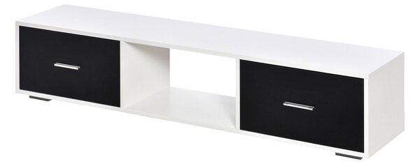 HOMCOM Mobile TV Moderno per Televisori fino a 60" con 2 Cassetti, 140x30x32cm, Bianco e Nero