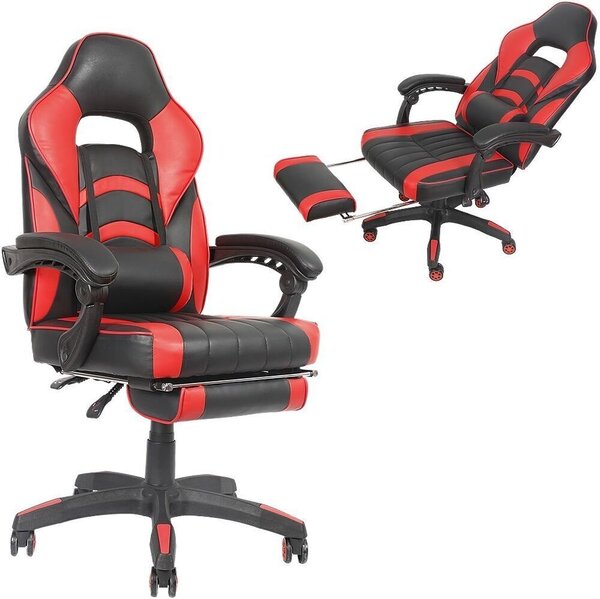 Sedia da scrivania Sedia da ufficio Sedia da gaming Sedia da corsa Sedia girevole Grigio/Nero/Rosso