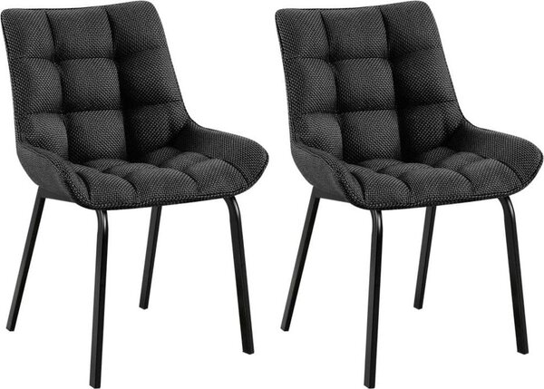 Set di 2 sedie da pranzo - sedie da cucina - altezza seduta confortevole, struttura in metallo | Colore: TitanGrijs | Materiale: polvere