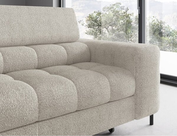 Divano angolare color crema allungabile/con contenitore (con penisola a sinistra/a L) e rivestimento in bouclé Ferucce – ELTAP