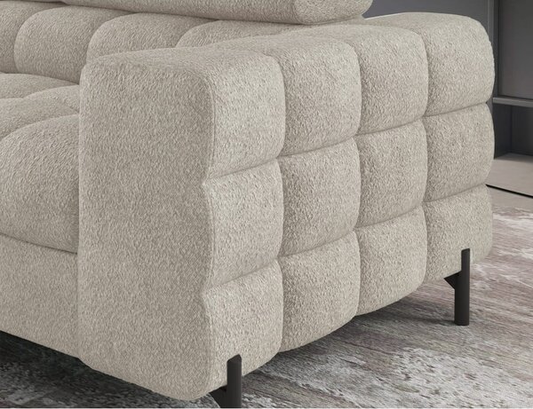 Divano angolare color crema allungabile/con contenitore (con penisola a sinistra/a L) e rivestimento in bouclé Ferucce – ELTAP