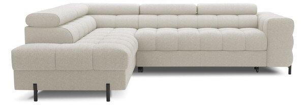 Divano angolare color crema allungabile/con contenitore (con penisola a sinistra/a L) e rivestimento in bouclé Ferucce – ELTAP