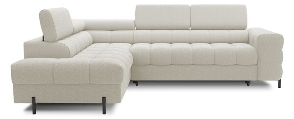 Divano angolare color crema allungabile/con contenitore (con penisola a sinistra/a L) e rivestimento in bouclé Ferucce – ELTAP
