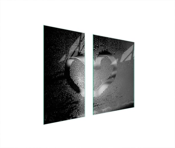Piastre copri fornelli 2 pezzi 75x52 Copri piano cottura in Vetroceramica tagliere in vetro cuore argento