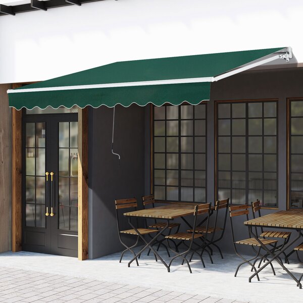 Outsunny Tenda da Sole Regolabile per Esterno a Bracci Avvolgibile con Apertura a Manovella, 295x200 cm, Verde | Aosom Italy