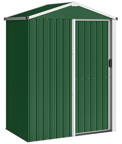 Outsunny Casetta da Giardino in Acciaio 1.1m² con Porta Scorrevole Bloccabile, 136x87x179 cm, Verde | Aosom Italy
