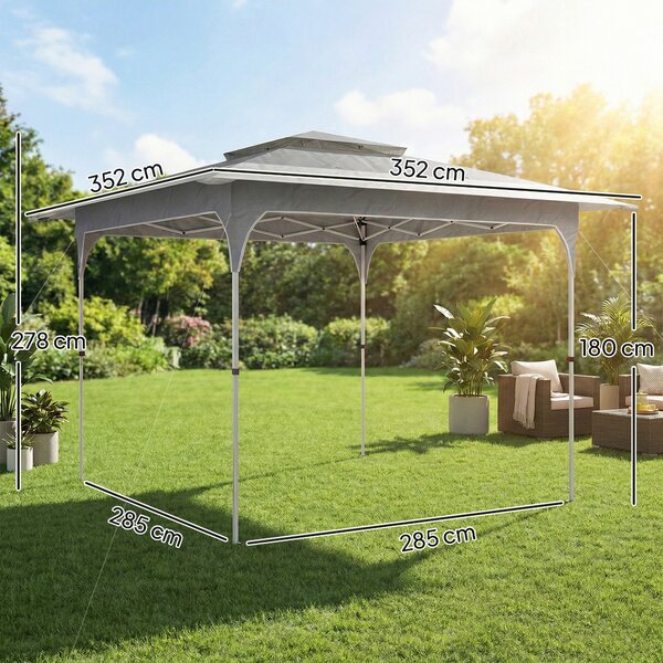 Outsunny Gazebo Pieghevole Gazebo da Giardino Pop Up, 3.5x3.5 m, Grigio Scuro | Aosom Italy