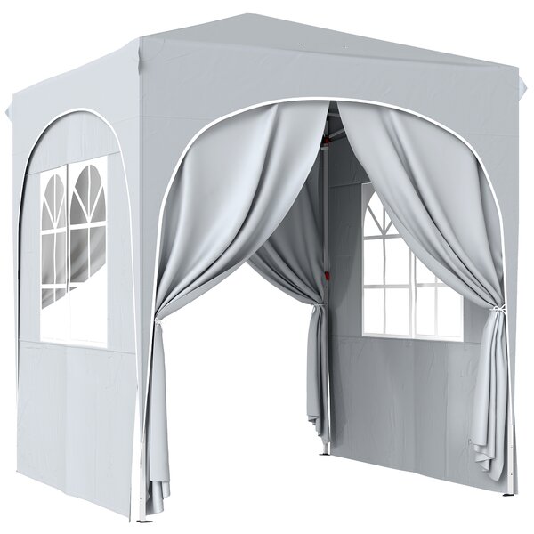 Outsunny Gazebo Pieghevole Gazebo da Giardino UPF50+ Portatile 2x2m Grigio Chiaro | Aosom Italy