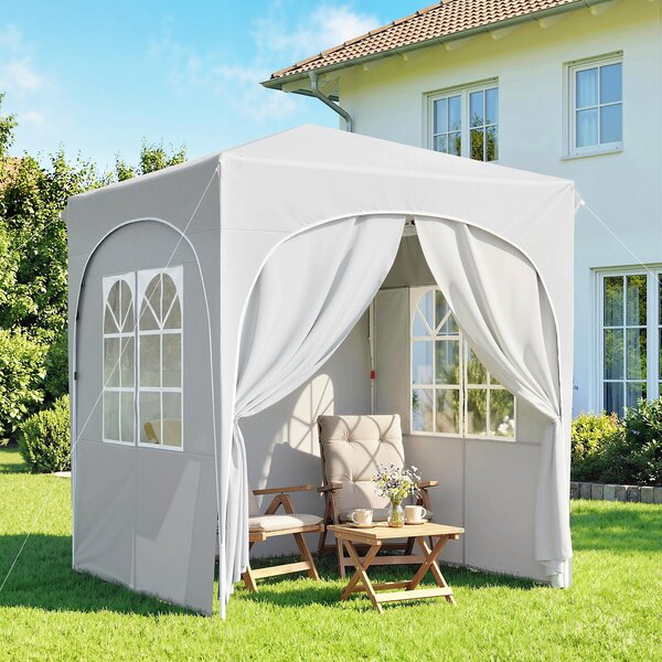 Outsunny Gazebo Pieghevole Gazebo da Giardino UPF50+ Portatile 2x2m Grigio Chiaro | Aosom Italy