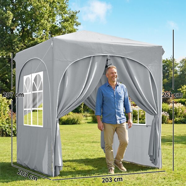 Outsunny Gazebo Pieghevole Gazebo da Giardino UPF50+ Portatile 2x2m Grigio Chiaro | Aosom Italy