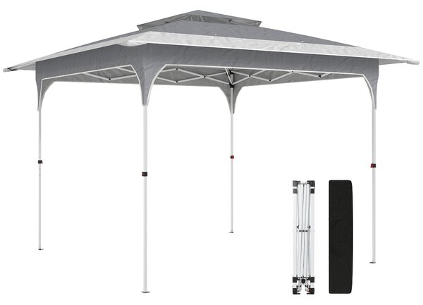 Outsunny Gazebo Pieghevole Gazebo da Giardino Pop Up, 3.5x3.5 m, Grigio Scuro | Aosom Italy