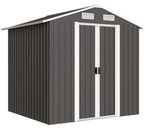 Outsunny Capanno da Giardino in Acciaio con 2 Porte Scorrevoli, Nero, 2,6 m² | Aosom Italy
