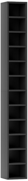 HOMCOM Mobile Libreria Porta CD a 12 Ripiani per 204 CD, in MDF e Truciolato, 21x20x175 cm, Nero | Aosom Italy