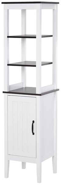 HOMCOM Mobile Bagno Alto Stretto, Mobiletto Bagno Salvaspazio con 3 Ripiani Aperti, Ripiano Regolabile, per Lavanderia, 40x38x162.5 cm, Bianco | Aosom Italy