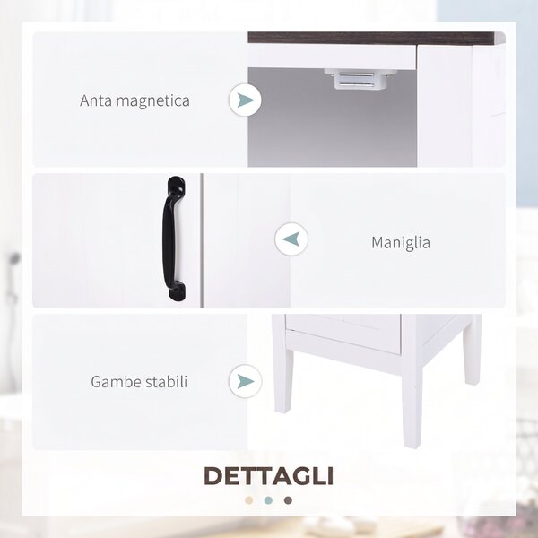HOMCOM Mobile Bagno Alto Stretto, Mobiletto Bagno Salvaspazio con 3 Ripiani Aperti, Ripiano Regolabile, per Lavanderia, 40x38x162.5 cm, Bianco | Aosom Italy