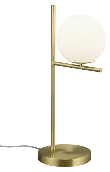 Trio Leuchten - Lampada da tavolo Art Deco Oro I Ottone con vetro opalino - Flore I Soggiorno I Camera da letto - Acciaio Oblungo I Rotondo - LED adatto E14